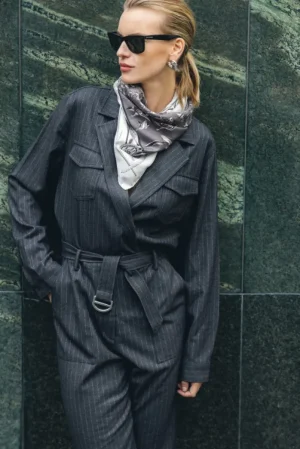 AAIKO Jumpsuits | Sustainable Styles<Jessie Pinstripe Jumpsuit Grijs