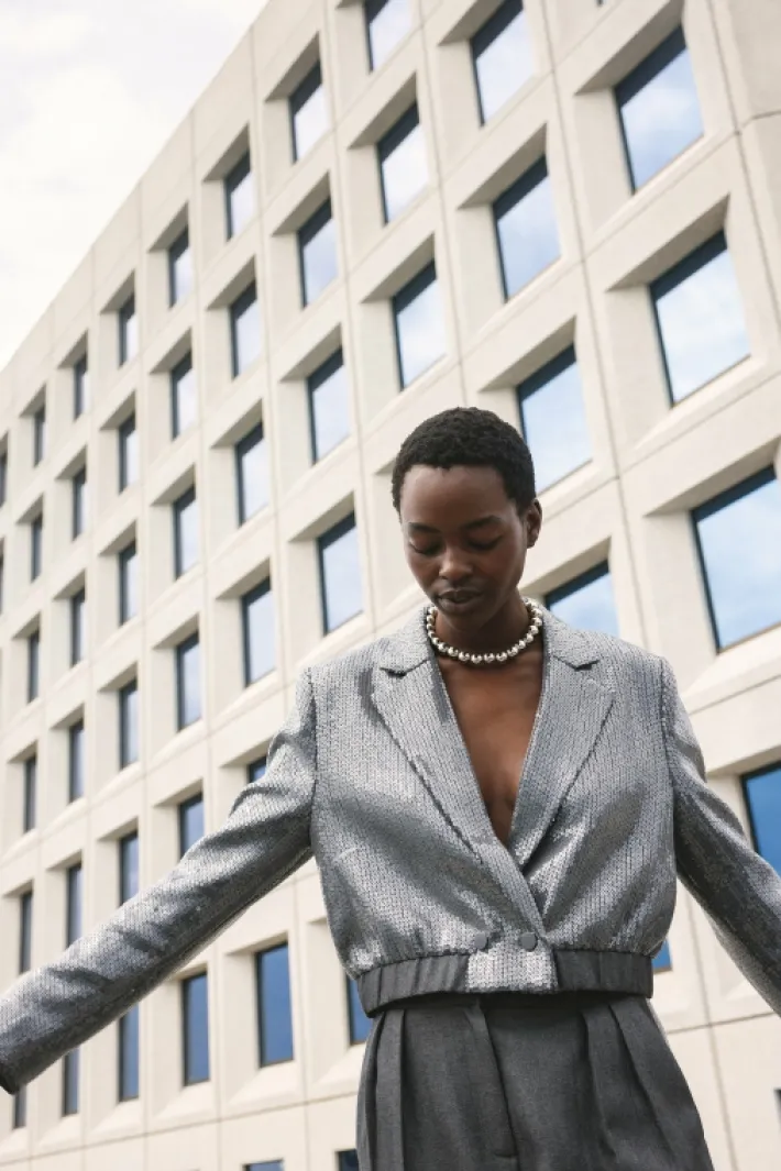 AAIKO Party Collection | Jackets<Mille Sequins Blazer Grijs