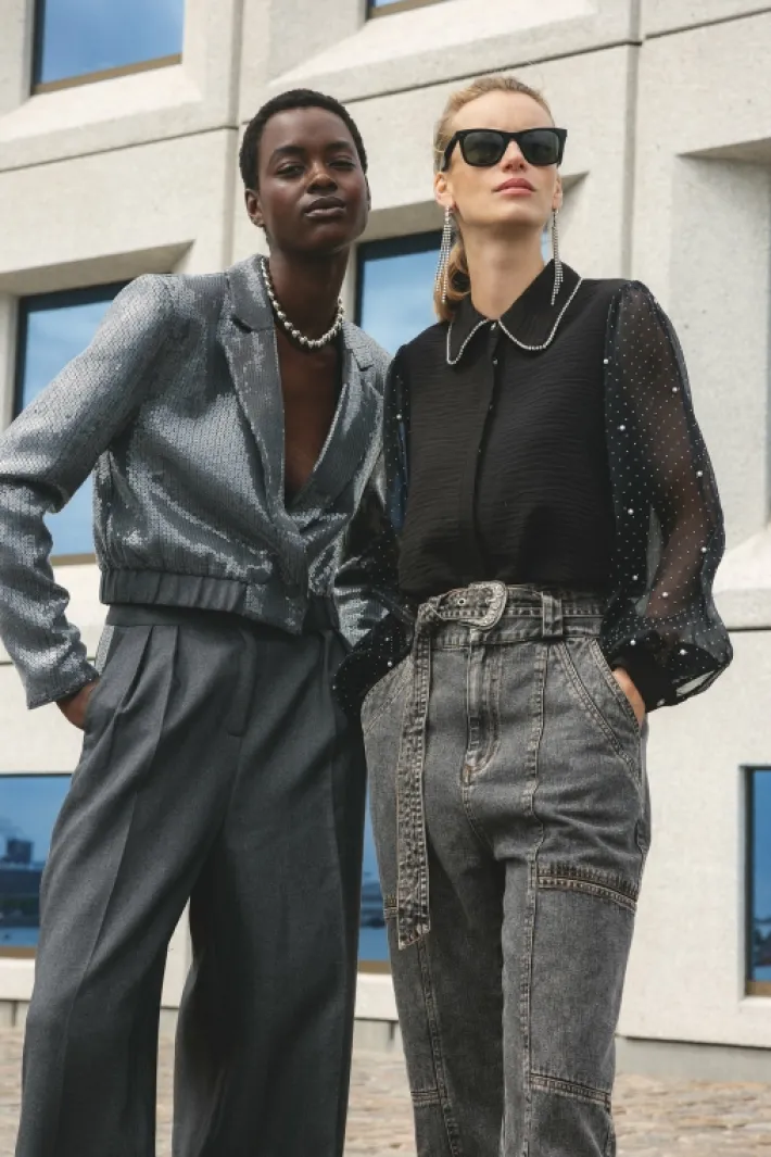 AAIKO Party Collection | Blouses<Pillar Strass Blouse Zwart