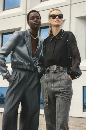 AAIKO Party Collection | Blouses<Pillar Strass Blouse Zwart